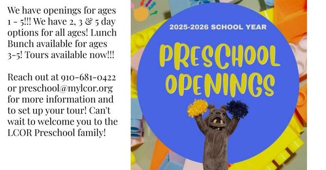 Preschool Openings! image