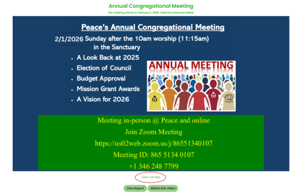 2025 Annual Congregational Meeting Rescheduled