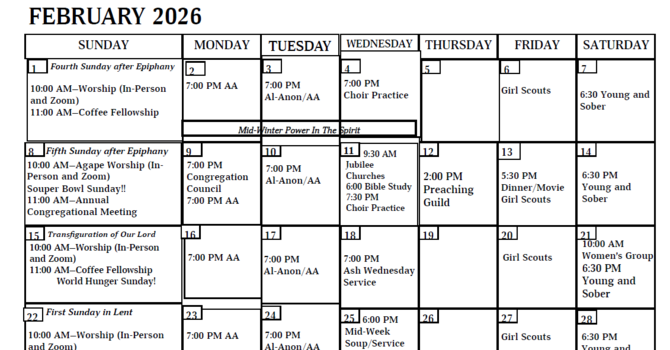 Calendar - February 2026 image