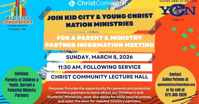 Kid City|Young Christ Nation Parent/Partner Mtg