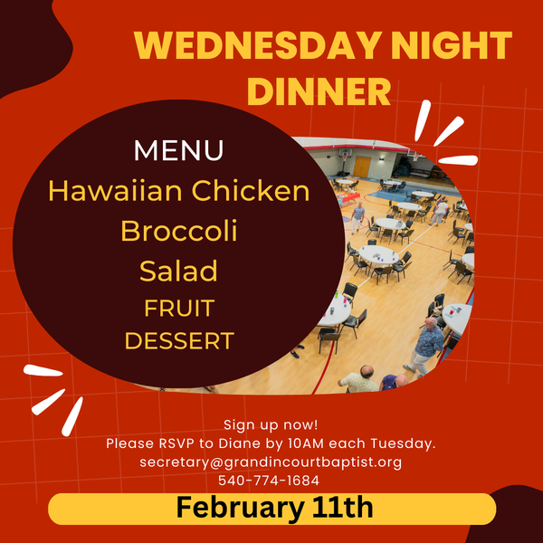 Wednesday Fellowship Dinner 