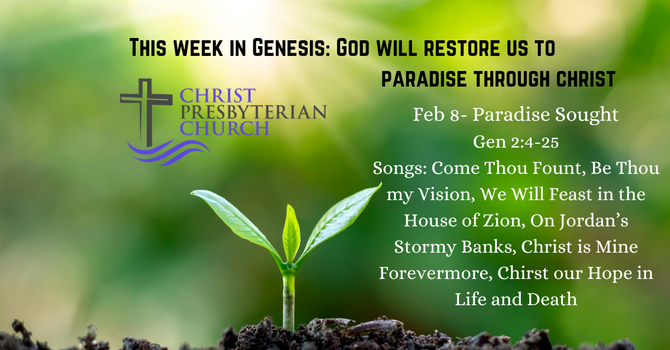 Come worship this Sunday 2/8 at Christ Presbyterian Church