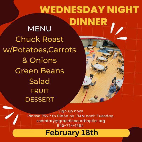Wednesday Fellowship Dinner 