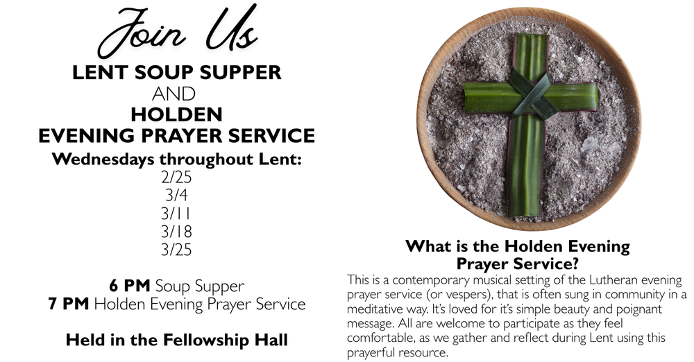 Lent Soup Supper and Holden Evening Prayer Service