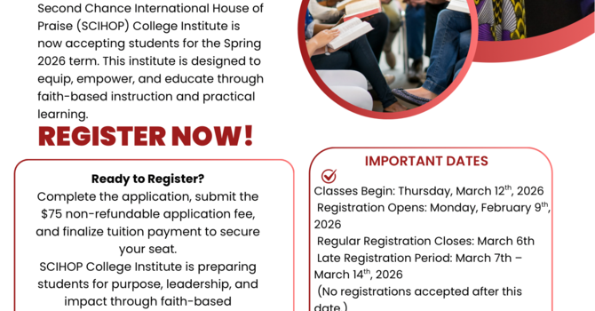 SCIHOP College Institute — Open Admission Spring 2026