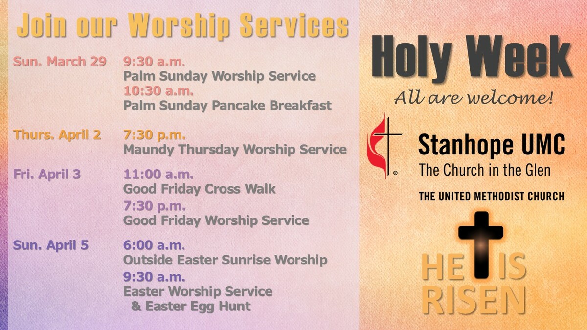 Join us for Holy Week | Stanhope United Methodist Church
