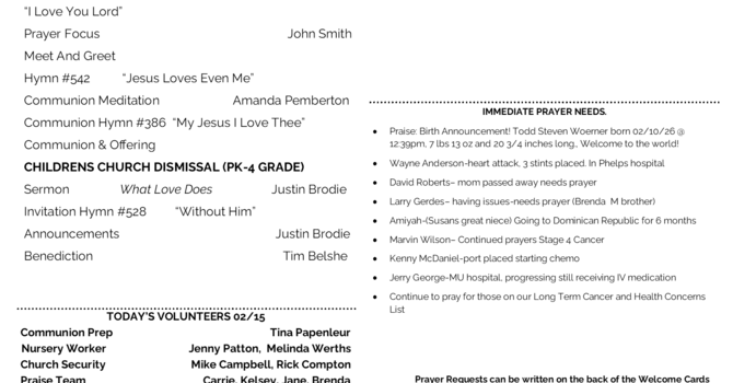 Sunday Bulletin image