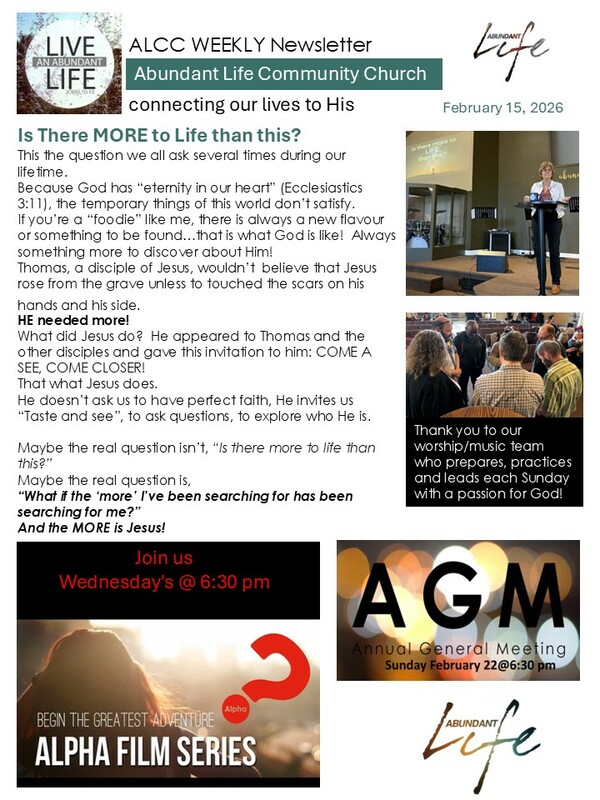 The Events & Happenings of the Abundant Life