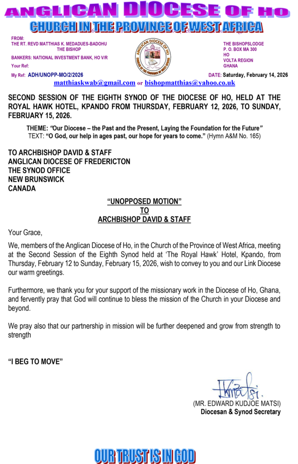 A message from the Diocese of Ho, Ghana