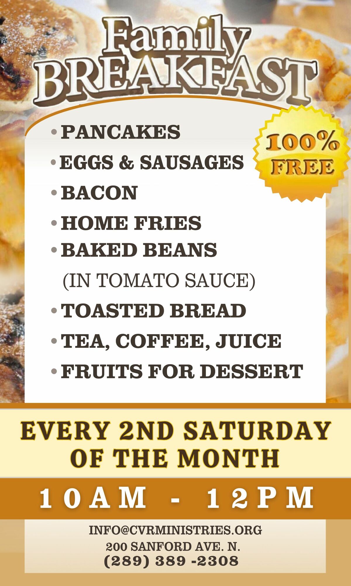 Free Monthly Community Breakfast | Outreach | Christ's Voice of ...