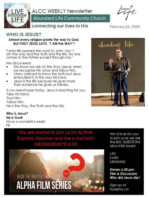 The Events & Happenings of the Abundant Life