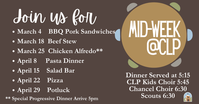 March/April Wednesday Dinners