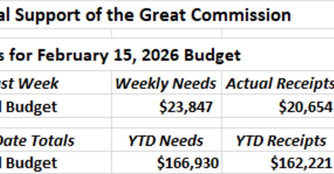 Our Financial Support of the Great Commission image