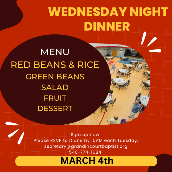 Wednesday Fellowship Dinner 