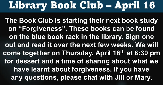 Book Club on "Forgiveness"