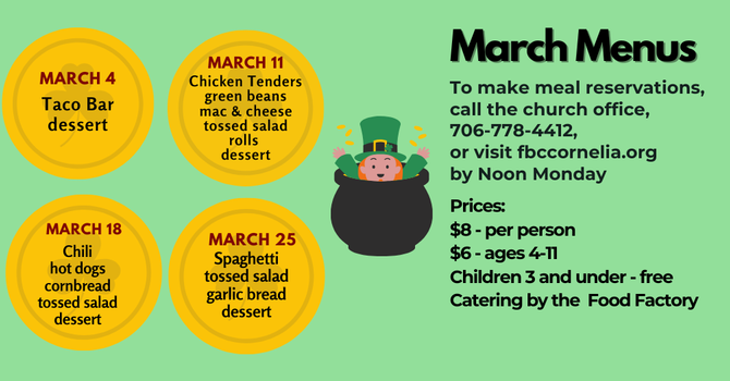 Wednesday Night Meal Reservations