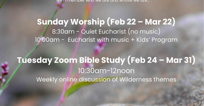 Join us this Lent as we engage with the theme of "Wilderness" image