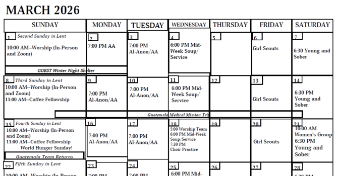 Calendar - March 2026 image