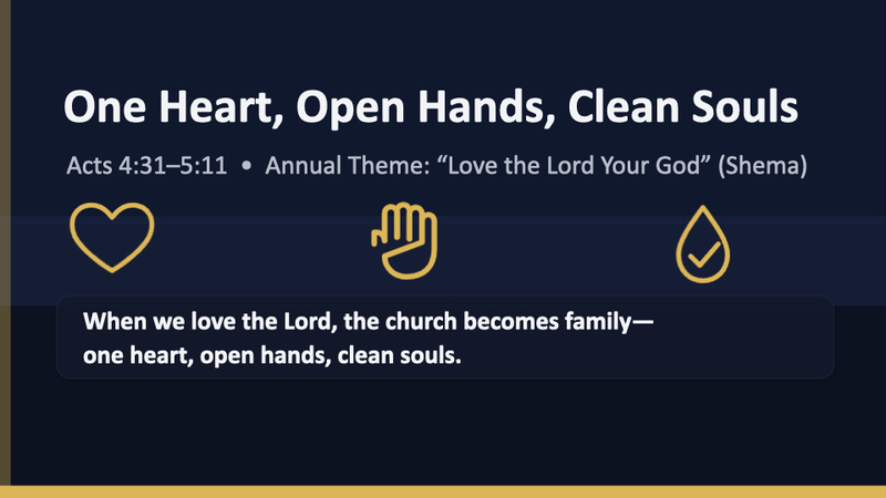 One Heart, Open Hands, Clean Souls
