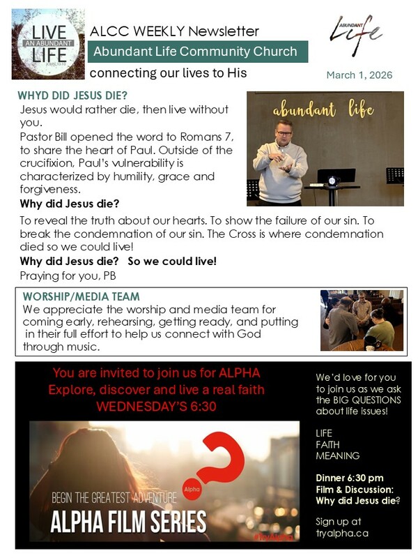 The Events & Happenings of the Abundant Life