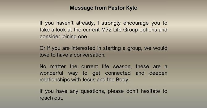 Message from Pastor Kyle image