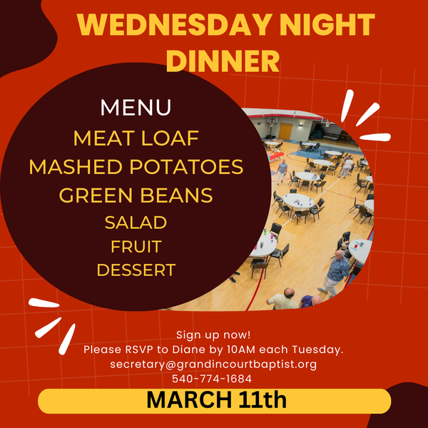 Wednesday Fellowship Dinner 