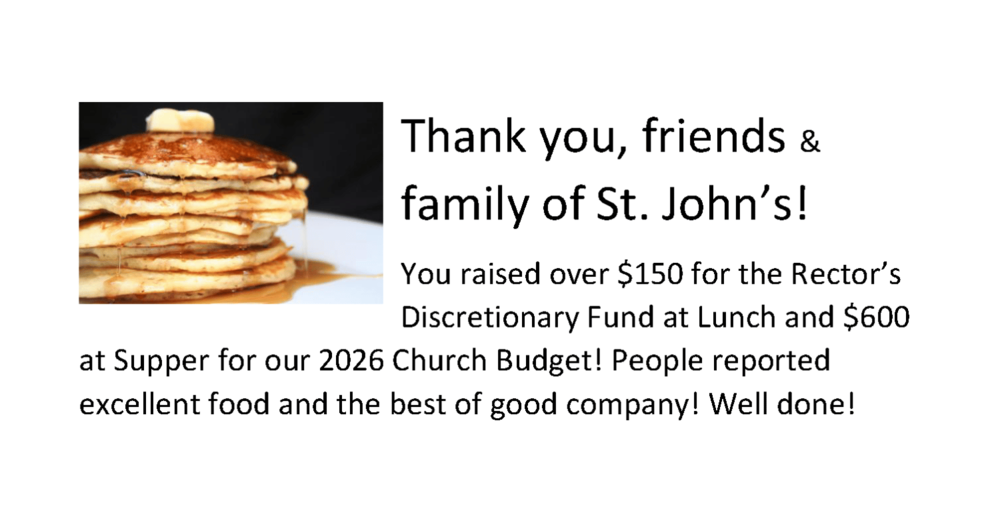 Thanks f or Funds raised at the 2026 Pancake Meals