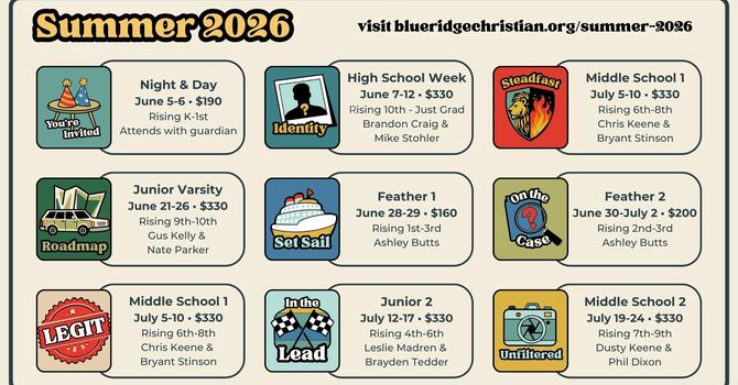 Blue Ridge Christian Camp Registration