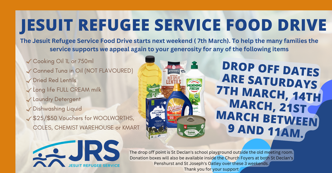JRS Foodbank Drive (2nd weekend)