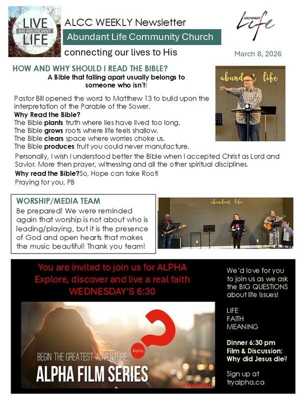 The Events & Happenings of the Abundant Life