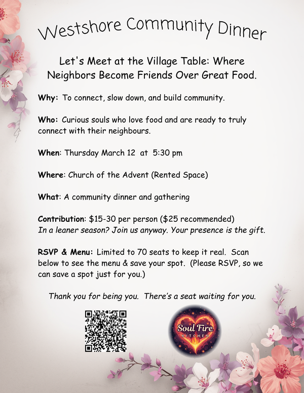 SoulFire Kitchen Community Dinner Tonight! 