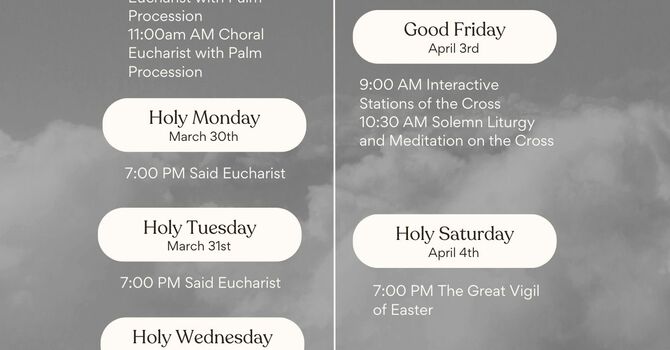 Holy Trinity Stratford - Holy Week Schedule image