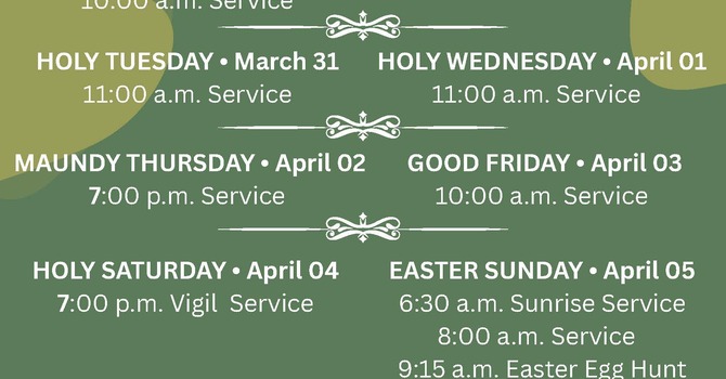 Holy Week Schedule