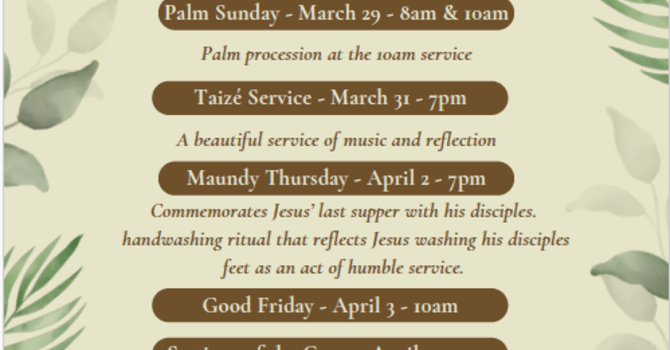 Holy Week and Easter Services 2026