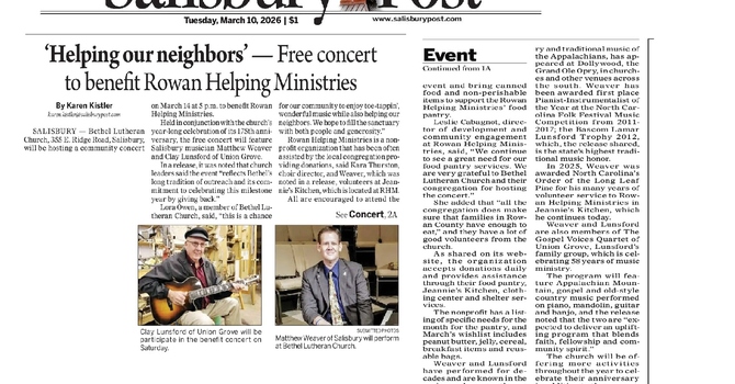 Salisbury Post Article Highlights Bethel's Concert,