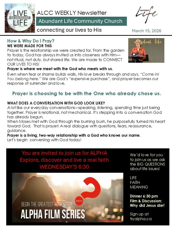 The Events & Happenings of the Abundant Life