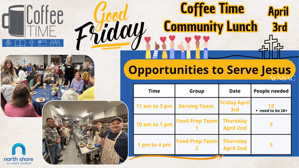 Serve at the Coffee Time Good Friday Lunch