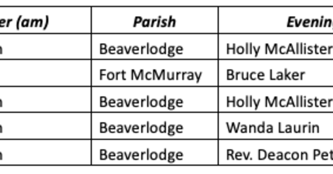 Diocesan Facebook Prayer Schedule image