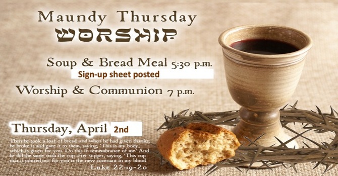 Potluck Maundy Thursday Meager Meal & Service