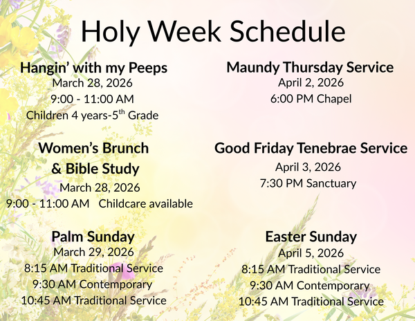 Holy Week Schedule
