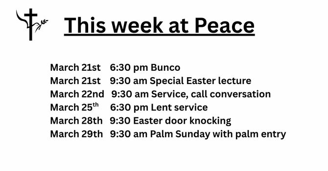 This week at Peace