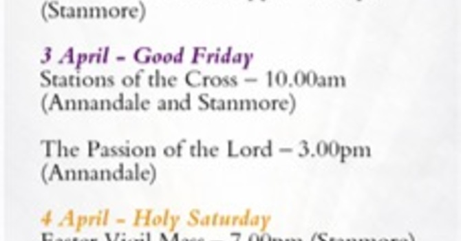 Holy Week and Easter Mass Times image