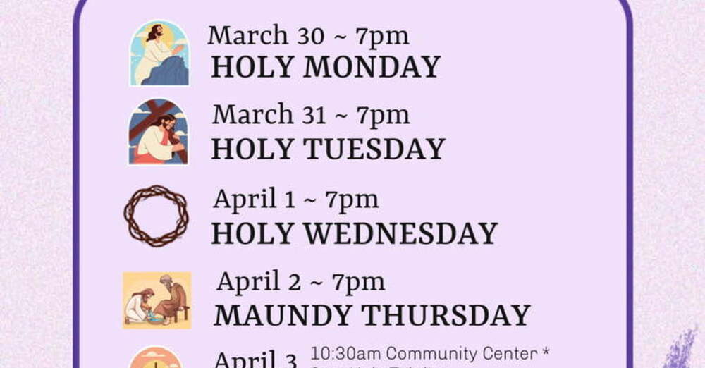 2026 Holy Week Schedule