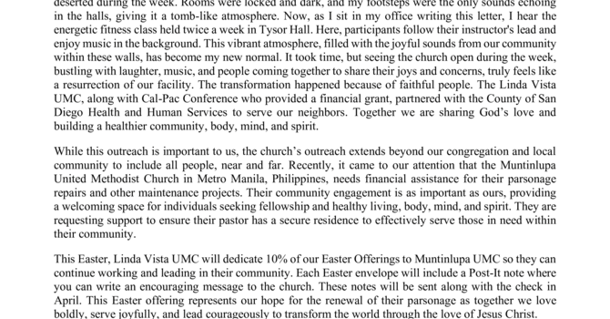 PASTOR JERI'S EASTER LETTER image