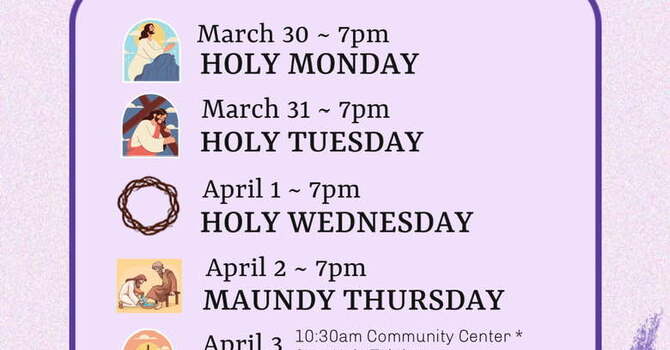2026 Holy Week Schedule