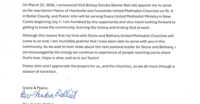 Rev. Kendra Balliet Appointed to Harrisville & Forestville UM Churches