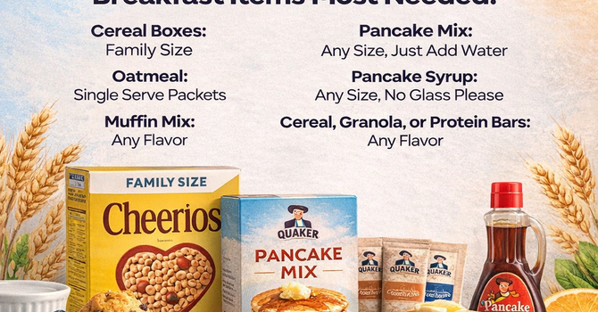 Breakfast Items Food Drive THIS Sunday