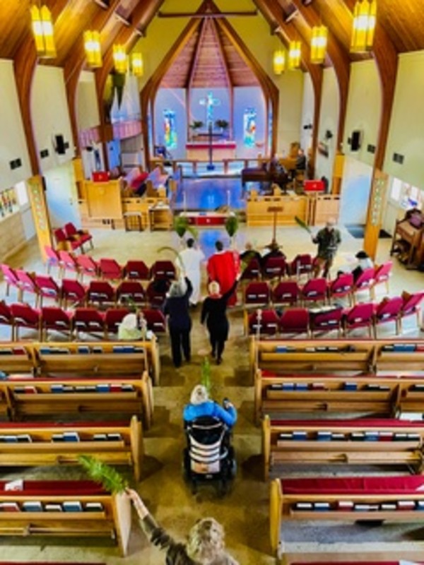 The liturgical colour is Red for Passion/Palm Sunday