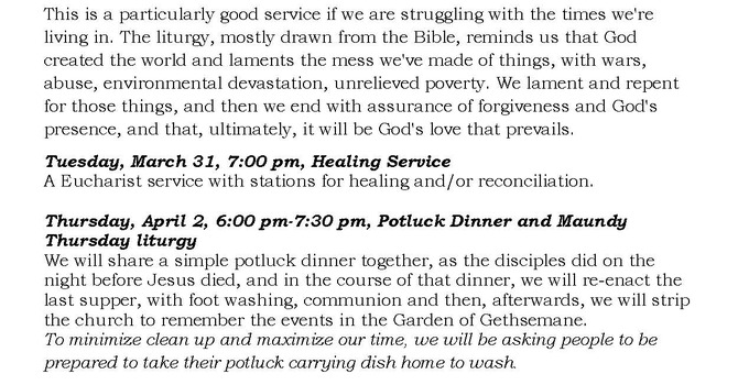 Lent and Holy Week Services