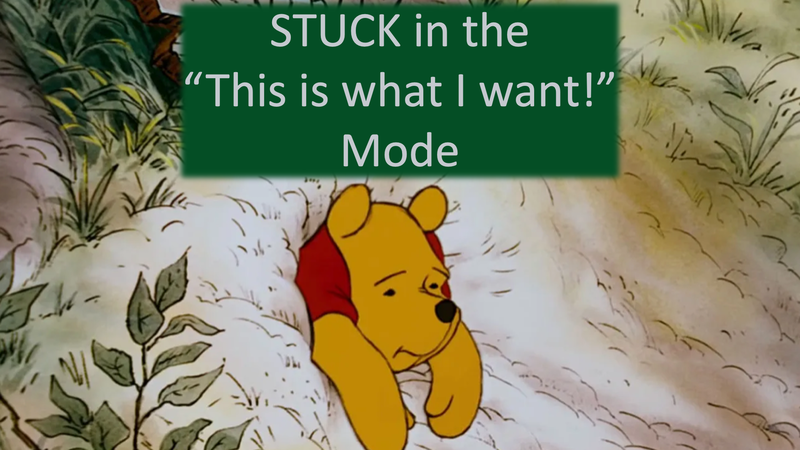 STUCK in the “This is what I want!”  Mode